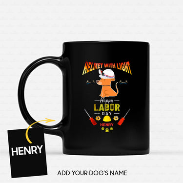 Personalized Dog Gift Idea - Helmet With Light Happy Labor Day For Dog Lovers - Black Mug